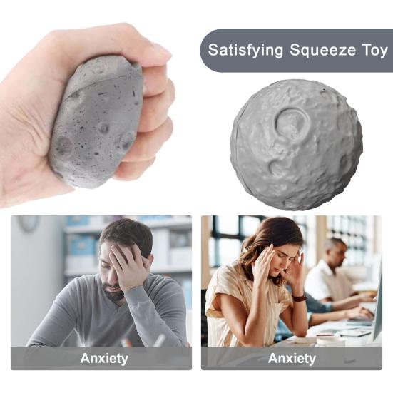Foam Moon Stress Ball Anxiety Relief Moon Squeeze Ball Fidget Toy Portable Simulated Moon Hand Muscle Exercise Sensory Toy