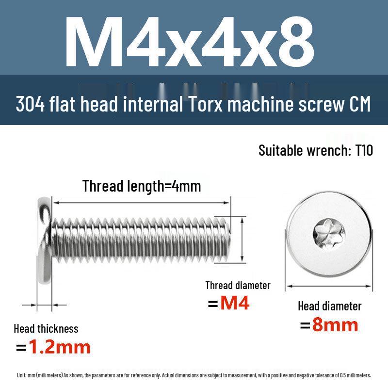 Yigu 304 Stainless Steel Thin Flat Head Torx Screw M2-M8 for Computer Machines