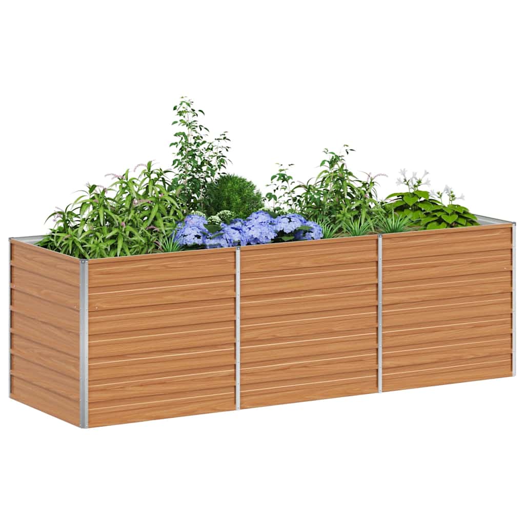 Raised Garden Bed Light Brown 240 X 80 X 77 Cm Galvanized Steel