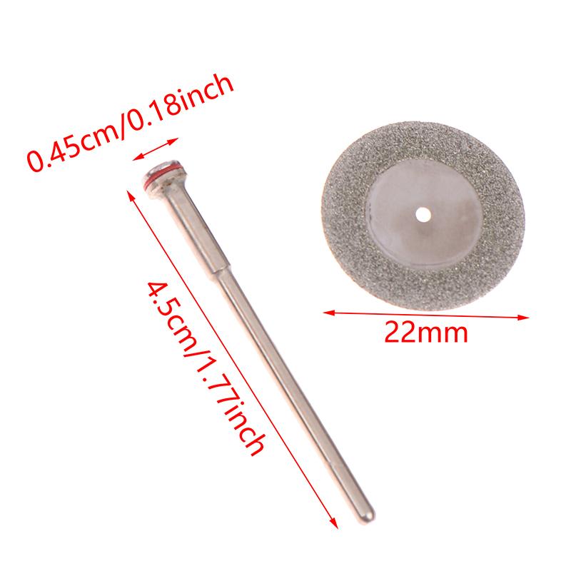 5Pcs/Set Dental Lab Diamond Disc Discs Double Sided Grit Cutting Disc Tool Diameter 22Mm Thickness 0.25Mm With 1 Mandrels