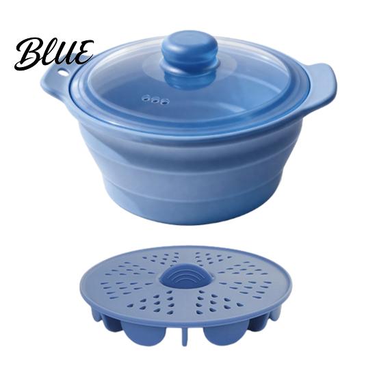 Reusable Air Fryer Steaming Accessory Foldable Silicone Microwave Steamer Collapsible Steamer Bowl Nonstick Easy Clean Steam Insert Heat-Resistant