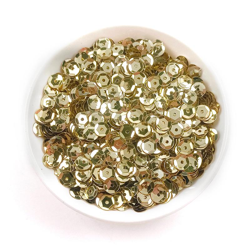 

6 мм круглые изогнутые пайетки из ПВХ с отверстием посередине и шестиугольными бусинами для шитья 20g/pack