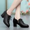Spring Mid-Heeled Leather Bow Shoes for Women - Soft Versatile Comfortable High Heels