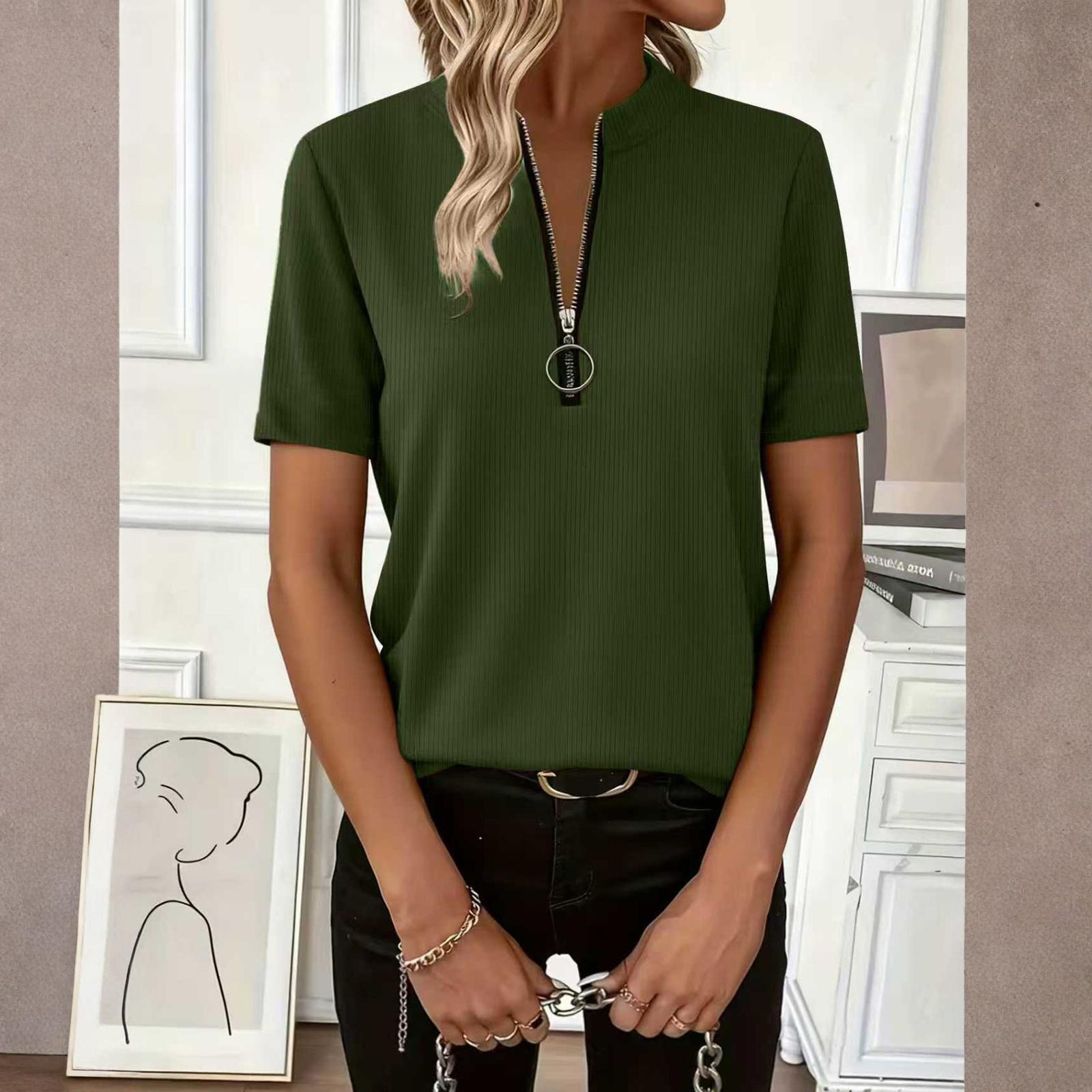 Womens Tops Short Sleeve Shirts Summer Outfits Spring Dressy Casual Clothes L