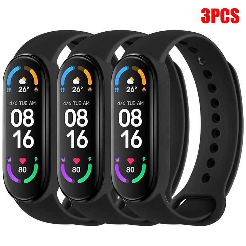 1-3Pcs Official Watchband For Mi Band 7 6 4 5 3 Bracelet Xiaomi Mi Band Strap Silicone Sport Replacement Smartwatch Accessories
