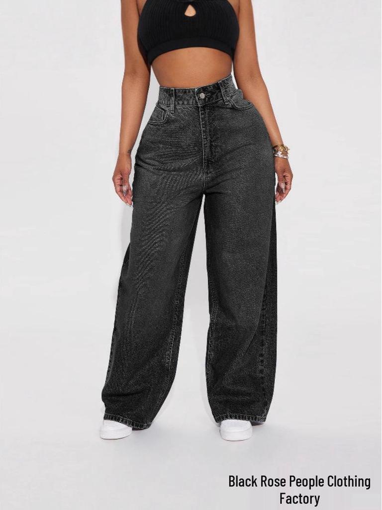 High Waist Slim Straight Damenjeans - Europäischer & Amerikanischer Stil