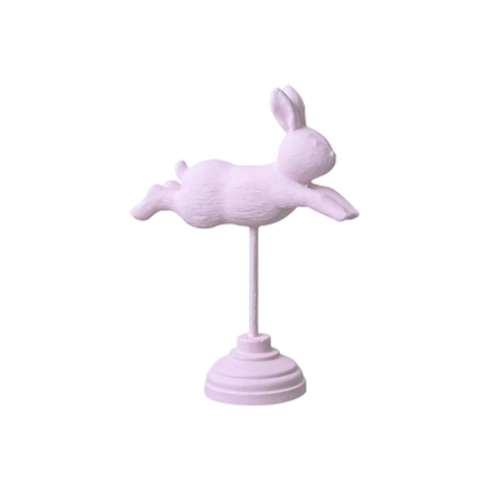 Resin Rabbit Figurine Decorative Animal Sculpture for Home Office Desk Display Modern Art Ornament Gift One Size розовый