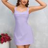 Mesh suspender dress, European and American sexy straight elastic cotton one-word collar backless short dress