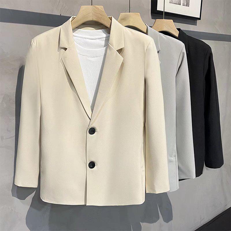 Men's Slim-Fit Casual Blazer - Spring, Korean Style, Versatile Solid Color.