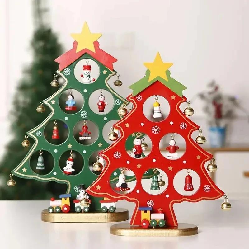 Ornament de birou Pom de Crăciun din lemn DIY Mini Decorațiuni Pom de Crăciun Ornament pentru vitrină adornos navideños