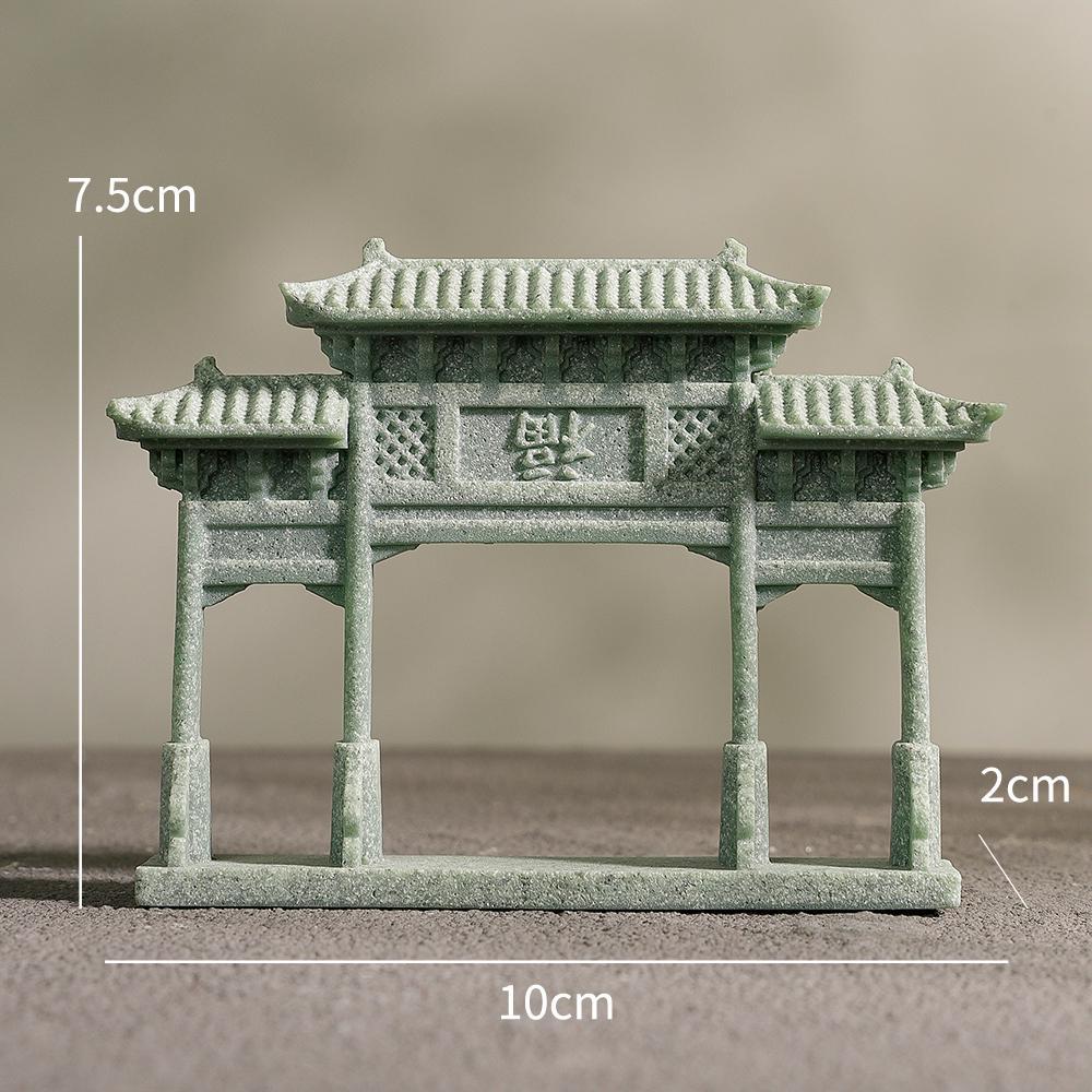 Pebble Bridge Small Boat Ornament: Miniature Water Bonsai Rockery Decoration for Floral Landscapes.