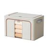 Foldable Oxford Cloth Striped Storage Box with Steel Frame - Moisture-Proof, Large Capacity for Home Use