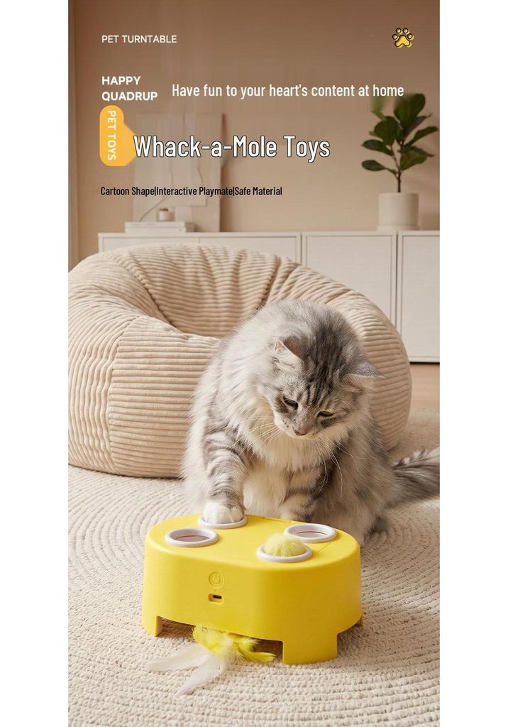 Electric Cat Whack-a-Mole Cheese Box: Interactive Feather Teaser Toy for Self-Entertainment and Energy Relief