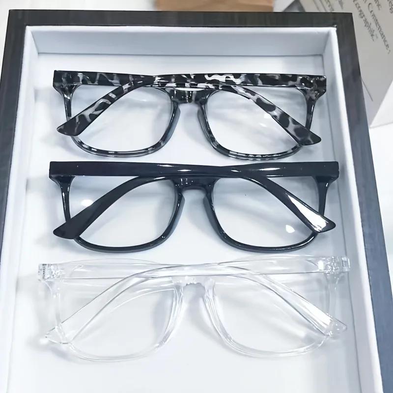 3PCS Three Pairs of Y2K Style Fashionable Transparent Lens Anti Blue Light Glasses Suitable for Daily Wear for Both Men Women