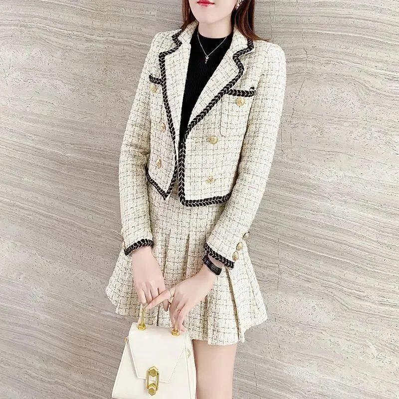 Chic Korean Style Two-Piece Pleated Skirt Suit for Women