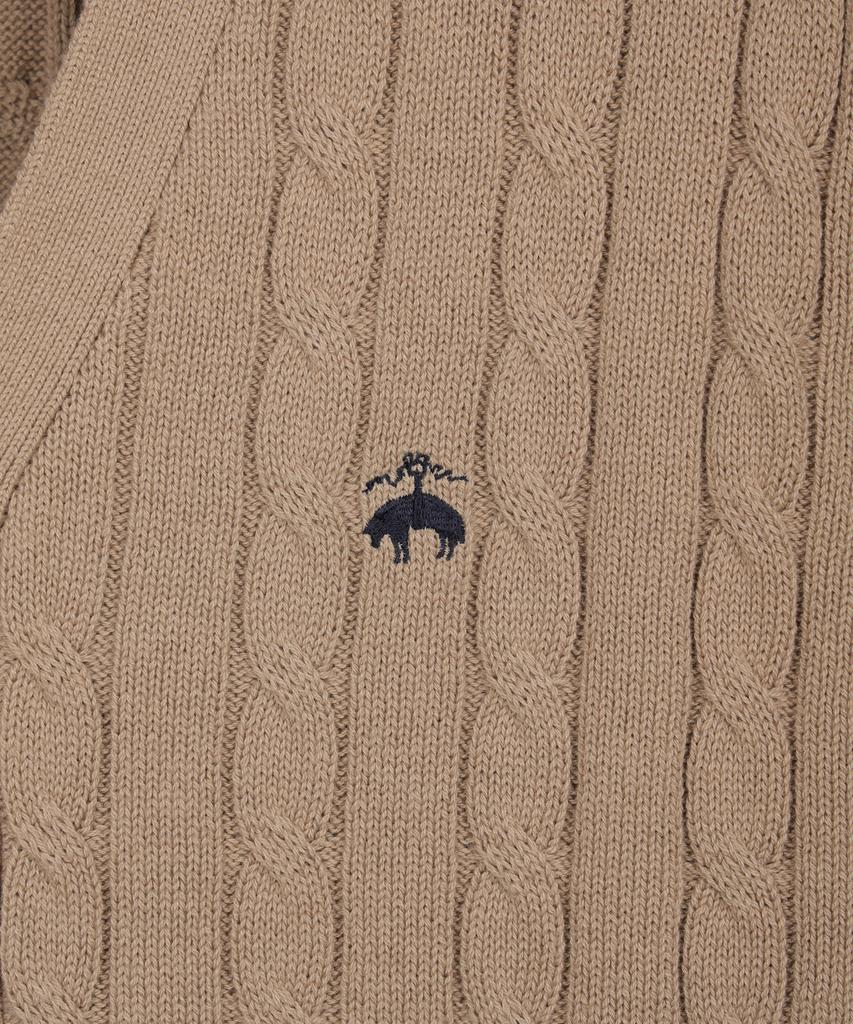Brooks Brothers Cotton Cable Cardigan (Beige) (Bbwcmbg101)