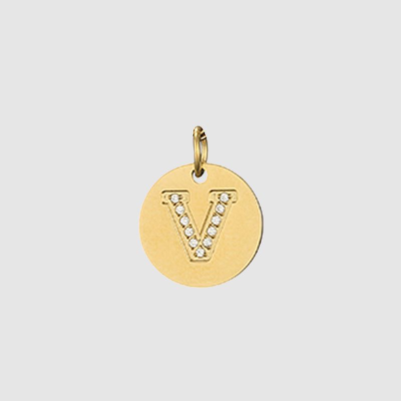 CARLIDANA Classique Minimaliste Alphabet 26 Breloques Lettres en Cristal Collier Pendentif Rond Lettre Acier Inoxydable Collier DIY