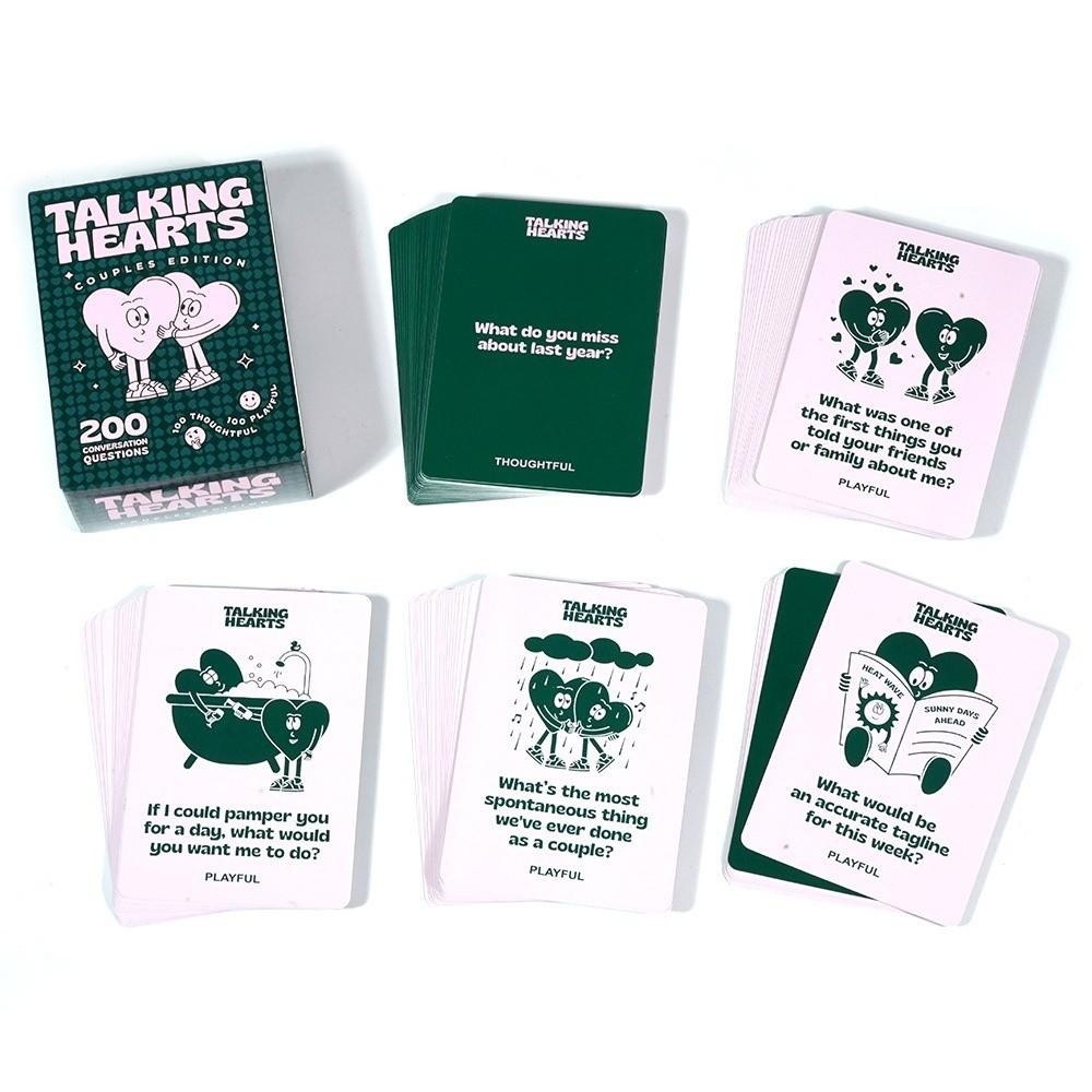 200 Fragen Talking Hearts Kartenspiel Kleine Bilder Papier-Klappspielzeug Party-Spiel Requisiten Roadtrips