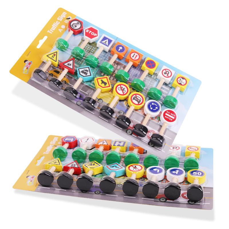 Wooden Traffic Sign Building Blocks for Kids - Montessori Educational Toy for Safety and Road Sign Recognition