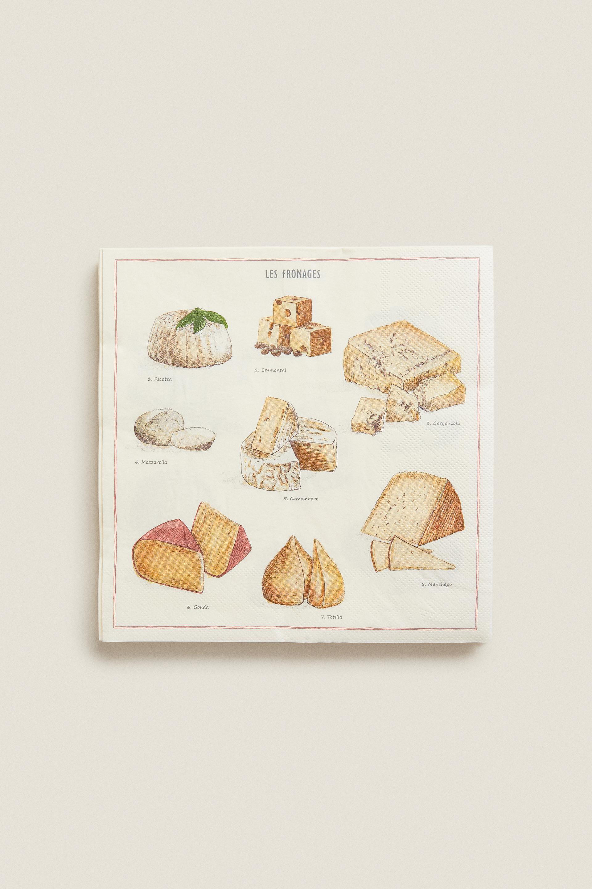 

БУМАЖНЫЕ САЛФЕТКИ С СЫРНЫМ ПРИНТОМ (УПАКОВКА ИЗ 20 ШТ.)