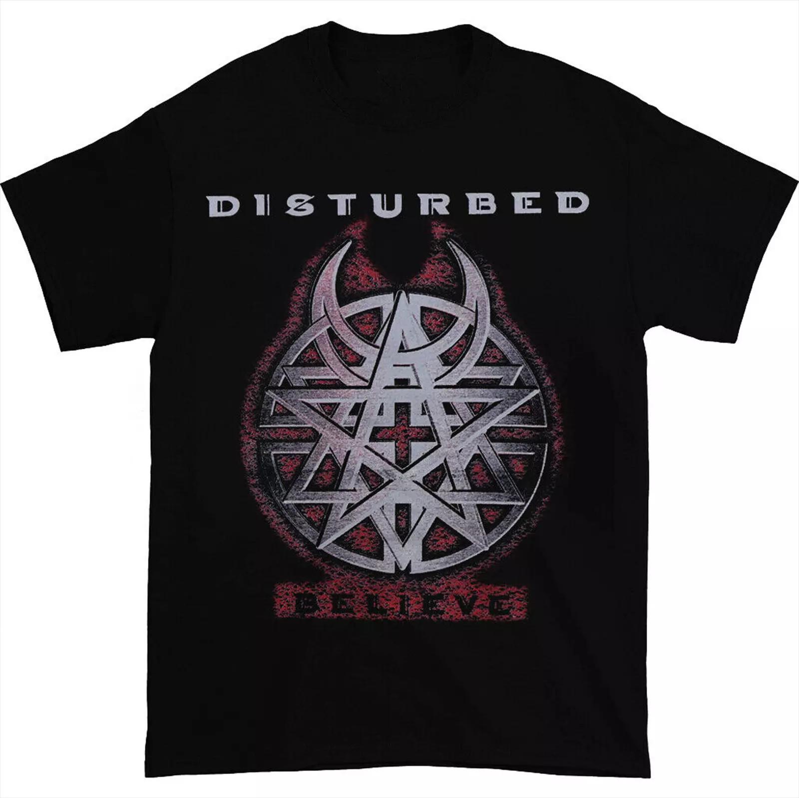

Футболка Disturbed Band Believe Черная Хлопковая Мужская Женская Мужские Женские Футболки Топ Полный Размер S-4XL 2XL