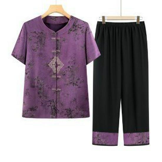 

2026 Chinese Style Spring/Summer Three-Quarter Sleeve Outfit for Elderly Women 5XL (140-155 jin)