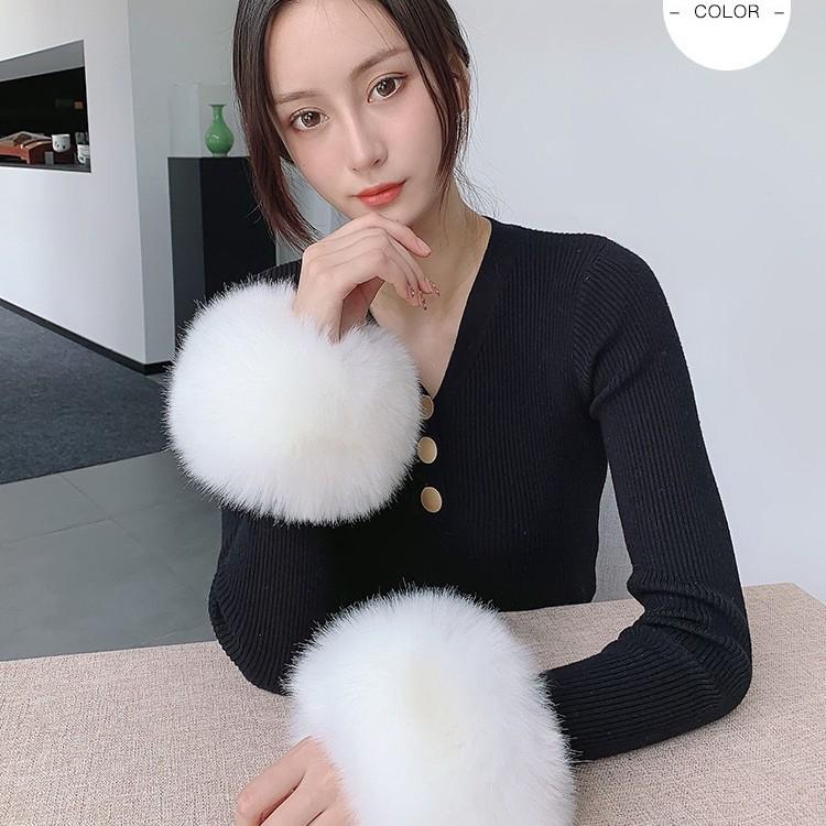 Fluffy Faux Fox Fur Windproof Wrist Warmers