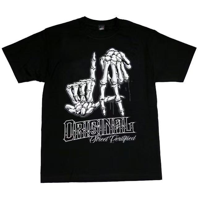 New gesture print T-shirt for summer and autumn 2025 casual and sporty short-sleeved men s and women s streetwear 4XL