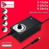 Adjustable 3-24V Power Adapter with Dimming, Speed, and Temperature Control for LED and Devices