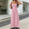 Tuta estiva da donna senza maniche con spalline sottili, outfit intero, casual, pantaloni lunghi a gamba larga, tute