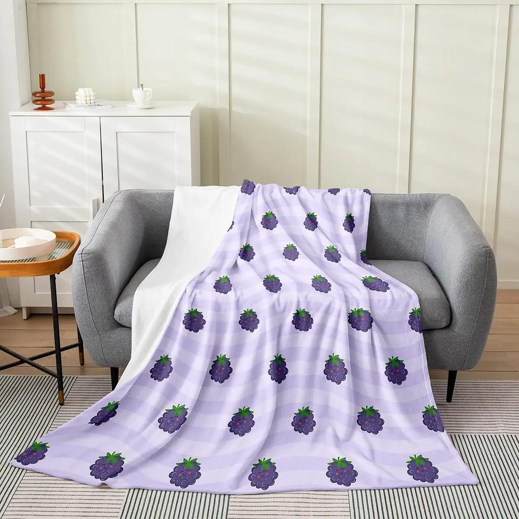 Verse Vruchten Plaid Druif Sinaasappel Aardbei Patroon Flanellen Deken Zacht Lichtgewicht voor Bed Bank Sofa King Queen Maat