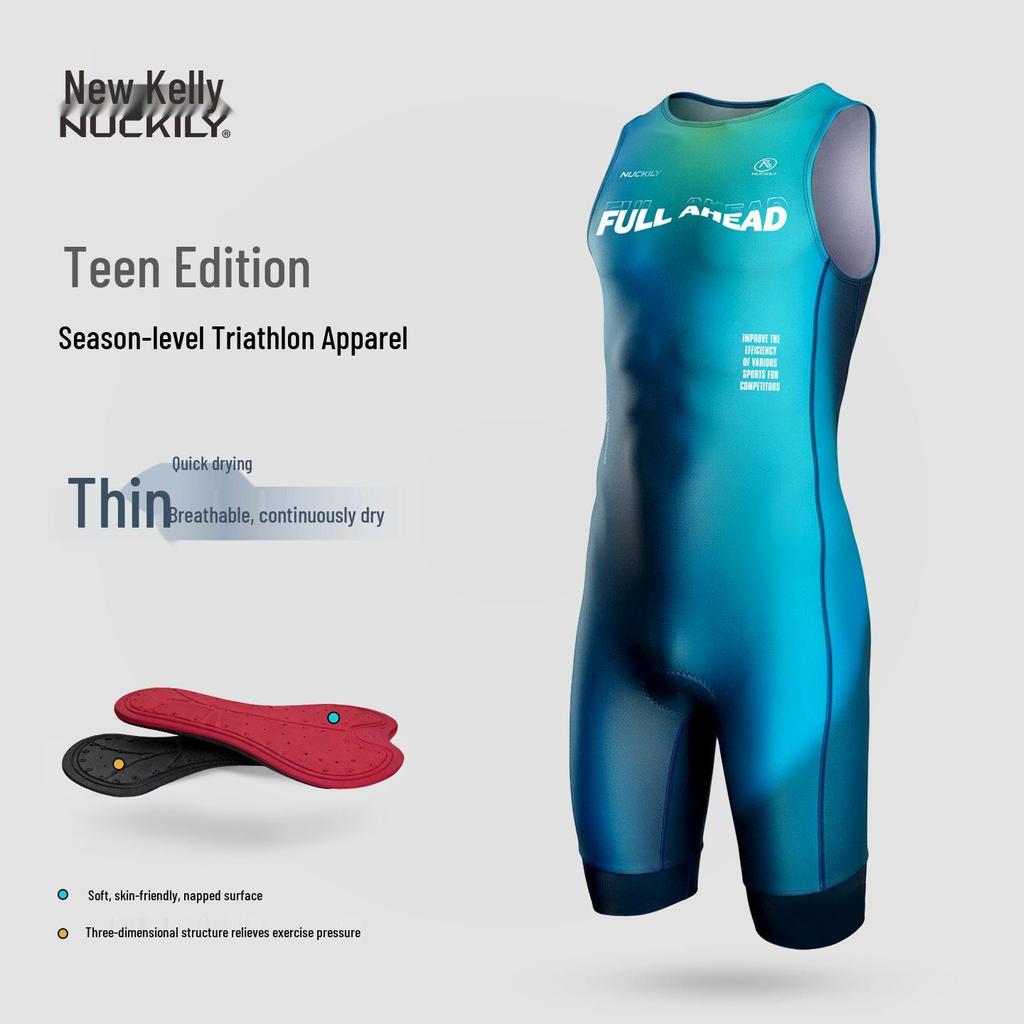 Costum de Triatlon pentru Tineri Bărbați: Îmbrăcăminte One-Piece de Competiție pentru Ciclism, Înot, Alergare
