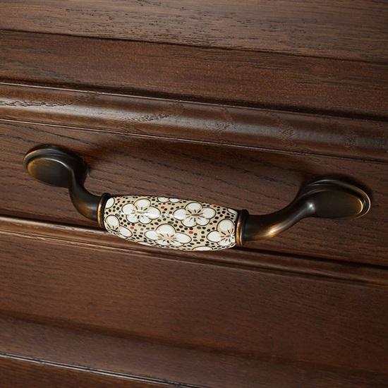 Set of 2 Ceramic Door Handle Gold Finish, Zinc Alloy Bronze Plated for Wood Wardrobe Cabinet Drawer Home Decoration with Screws