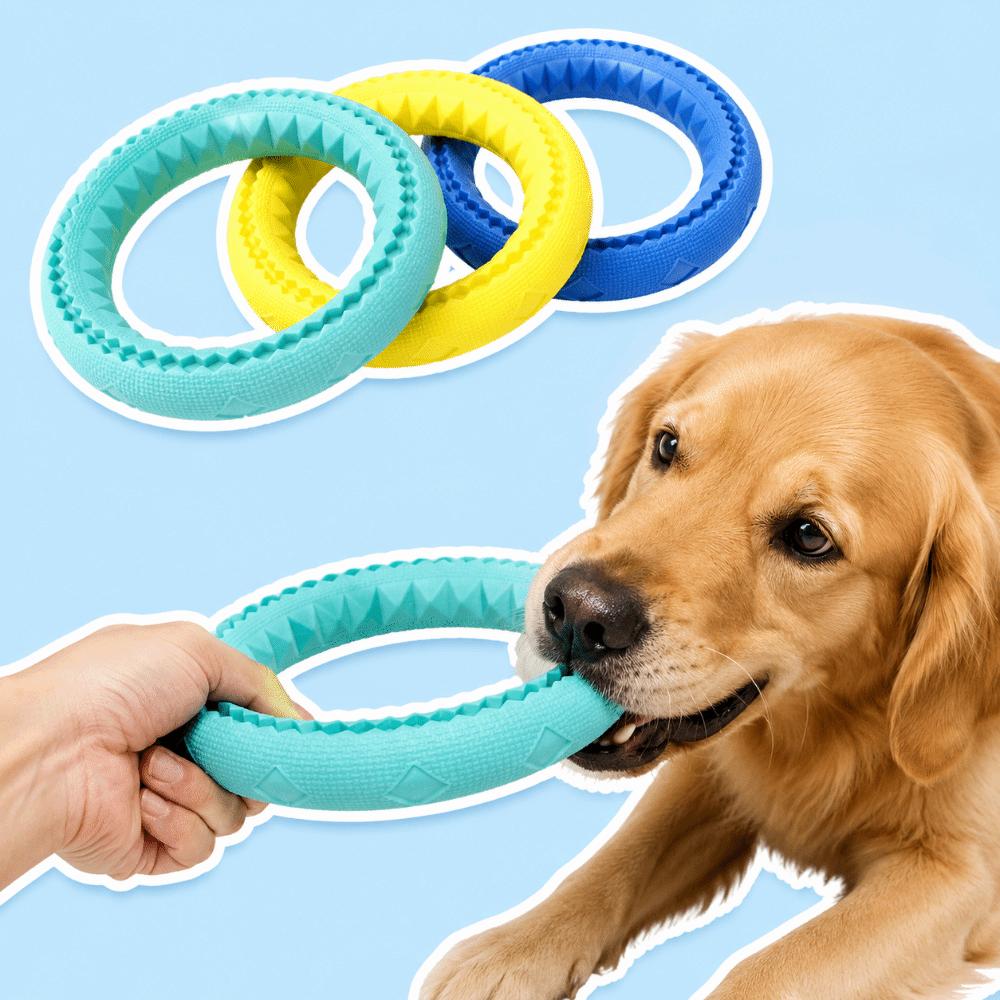 TPR Dog Pull Ring Toy Safety Teeth Cleaning Puppy Chewing Toy Interactive Outdoor Pet Play Pet Teething Toy Dog Boredom Toys