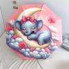 1PC elephant theme Umbrella Portable Folding Umbrella Iron Frame Hole Bone Structure Outdoor Home Umbrella A20