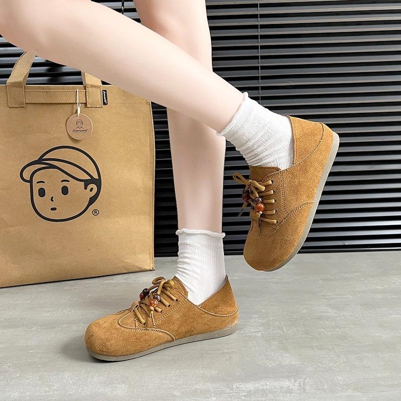Velvet Retro Round Head Ugly Cute Casual Single Shoes Women's Autumn New Fashion Wear a Hundred Taels