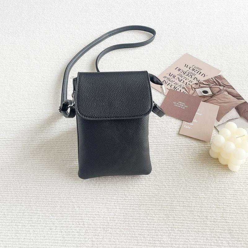 

Большой экран Мягкая кожа Ретро Кроссбоди Мини кошелек для монет на молнии Black