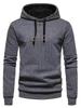 European Long Sleeve Hooded Men's Hoodie with Drawstring Jacquard Checkered Patchwork.