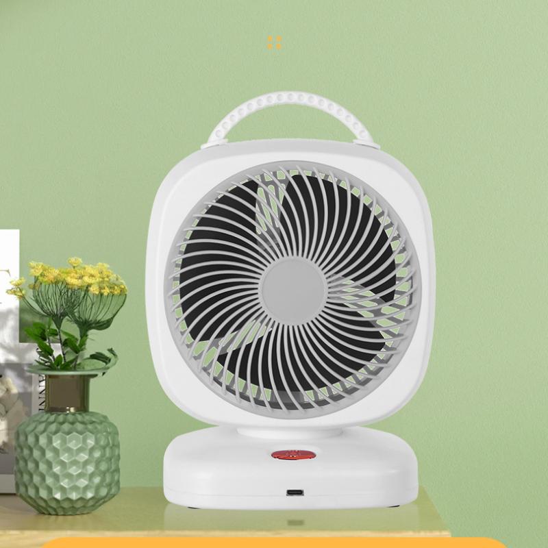 Neuer tragbarer kleiner Ventilator, doppelköpfiger, rotierender elektrischer Tischventilator, doppelschichtiger Umwälzventilator für den Haushalt