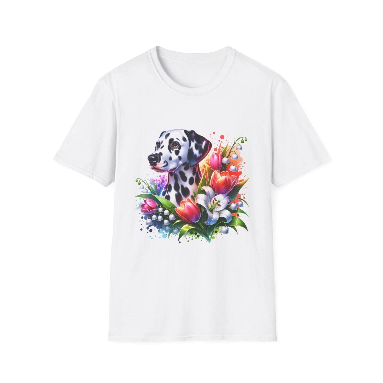 Floral Dalmatian T-Shirt, Dog Lover Gift, Cute Pet Apparel, Spring Fashion, 2XL