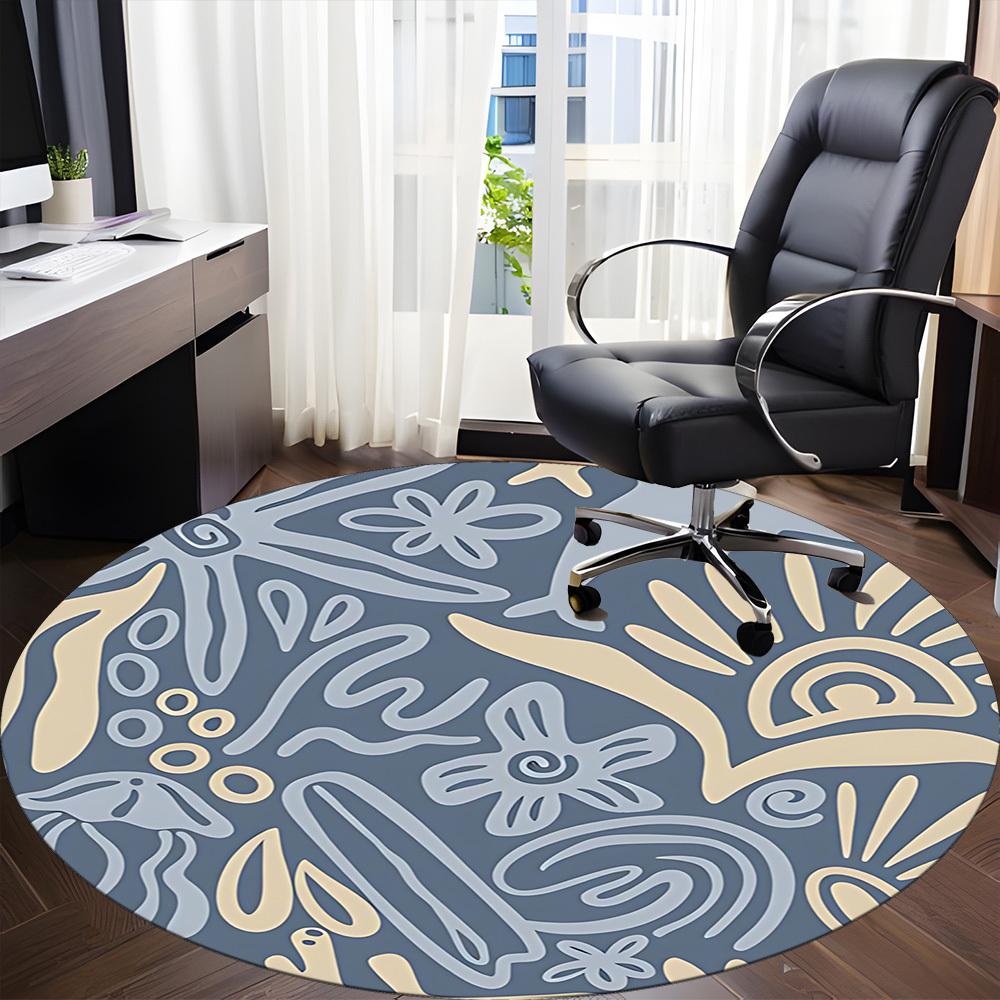 1pc Floral Patterns Office Round Area Rug, Indoor Mat Suitable For Office, Under Office Chairs Bedroom Living Room Home Decor, Room Deco