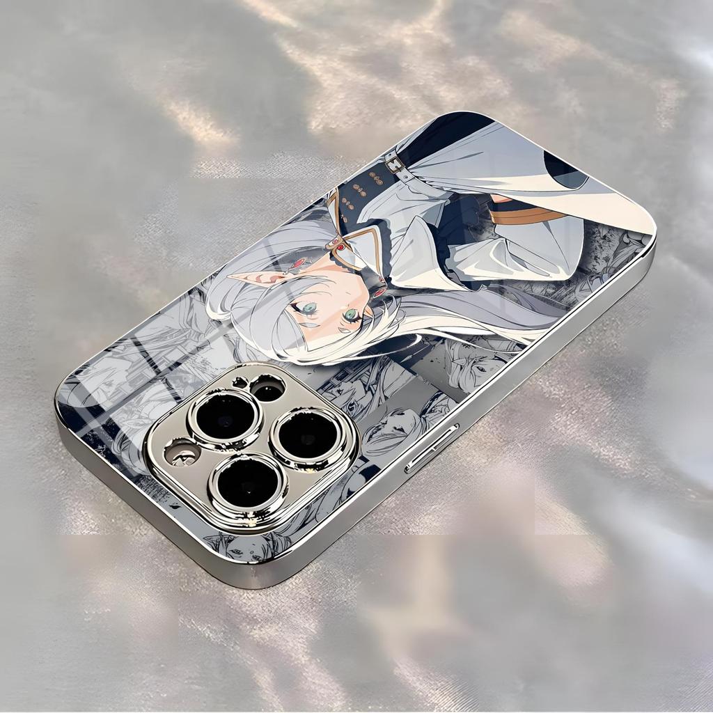 Custodia per telefono anime Frieren Oltre la fine del viaggio Per iPhone17 16 16e 15 14 13 12Plus Mini Pro Max Custodia per telefono in vetro galvanizzato
