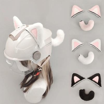 Decoração de Orelha de Gato Removível para Capacete Acessório de Capacete de Pelúcia Reutilizável Capacete de Bicicleta