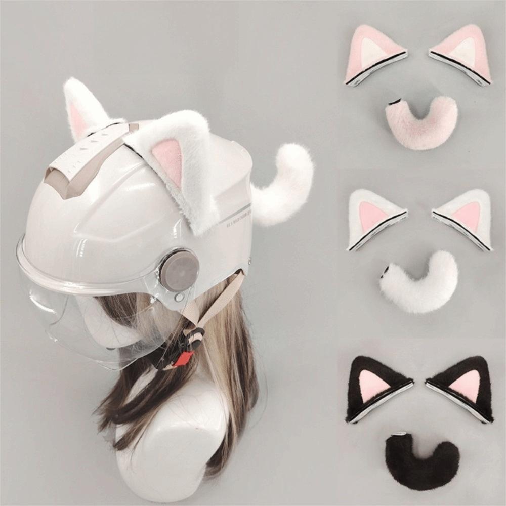 Soft Plush Helmet Cat Ear Decoration Reusable Plush Helmet Accessory DIY Helmet Decor  Ski Helmet