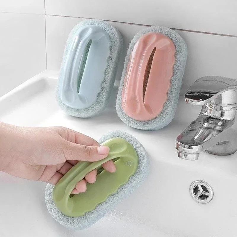 

NEW Household Bathroom Tools Handle Sponge Brush To Clean Bathtub Tile Cleaner Blue Soft Magic Sponge Eraser Kitchen Supplies зелёный