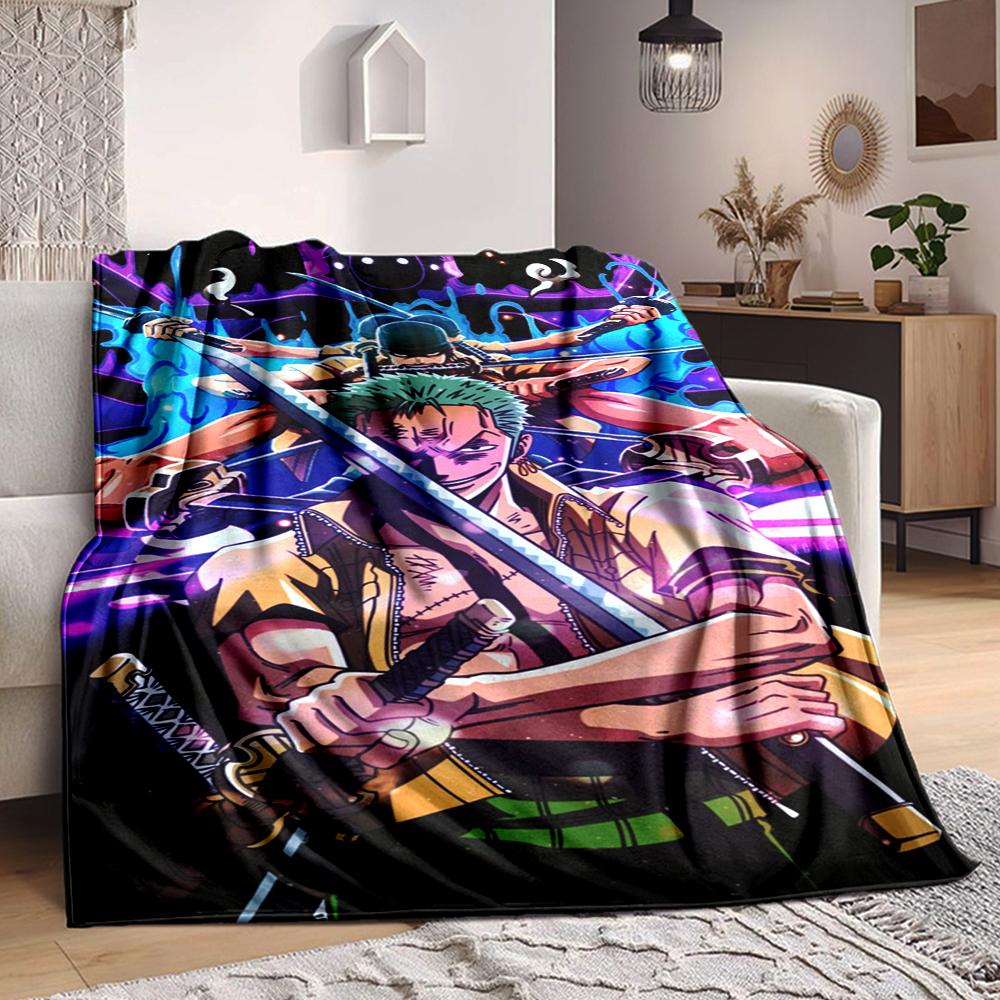 1Pc One Piece Zoro'S Determination Flannel Blanket, Soft And Comfortable, Casual Warm, Camping Travel, Christmas, Halloween Xmas Gift L1180