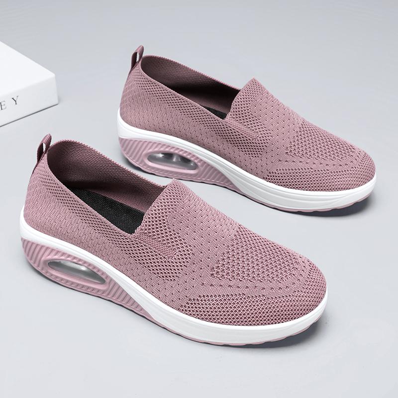 Women Slip on Walking Shoes Air Cushion Sneakers Pink Grey Black Blue Elevator Platform Orthopedic Socks Shoes Plus Size