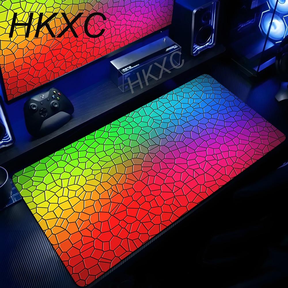 Creative Geometry Mouse Pad Block Pattern Mousepad Large Desk Mat Wear Resistant Cloth Anti Slip Rubber Universal Mouse Pads