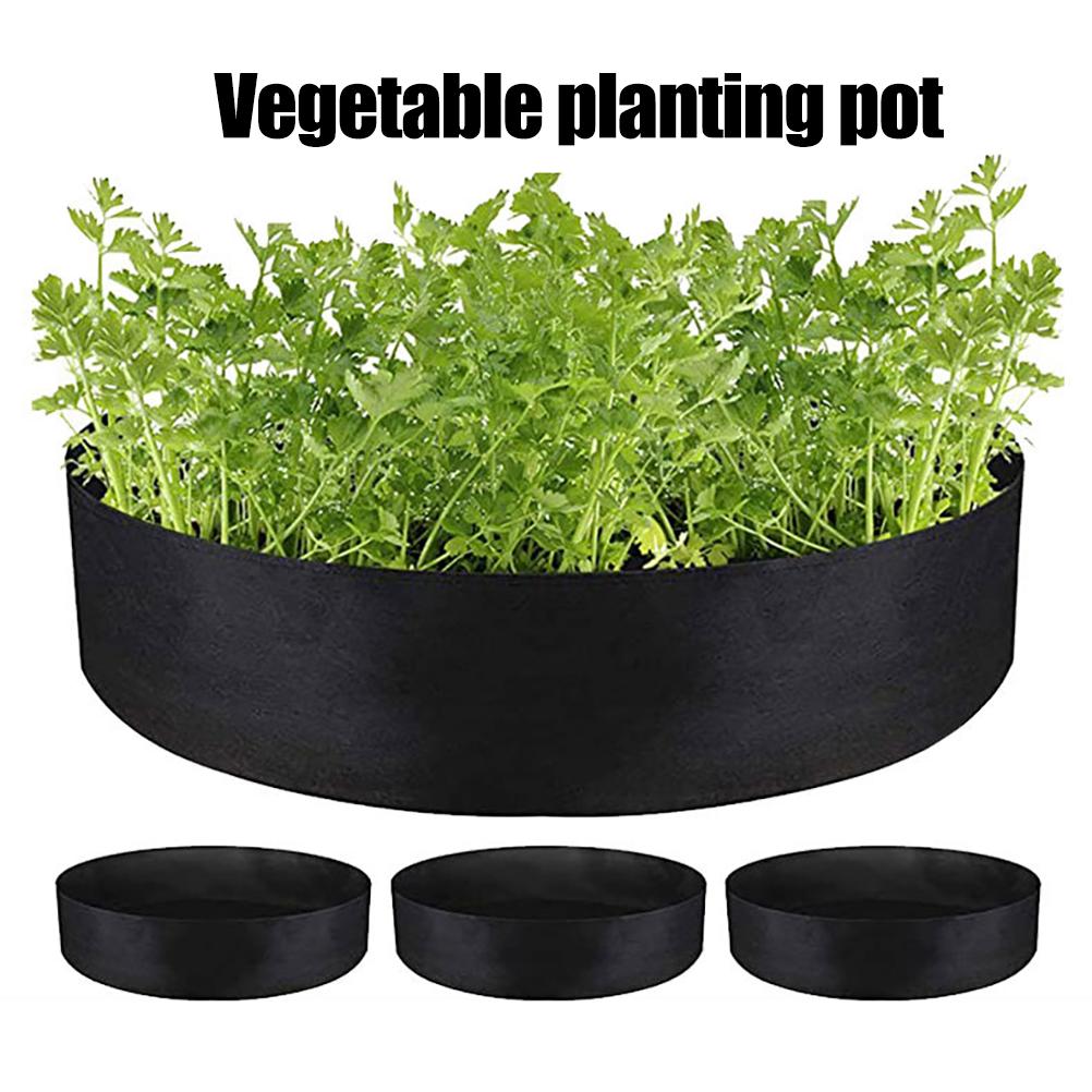 Black Round Felt Planting Pot Non woven Fabric Grow Bag for Garden Vegetable Potato 50x20cm