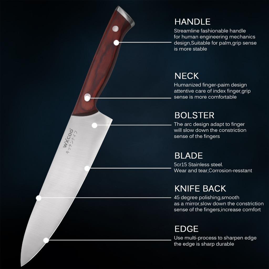 5PCS Stainless Steel Meat Cleaver Butcher Knife Meat Cleaver Professional Chef Knife Magnetic Storage Knife Rack Knife Block